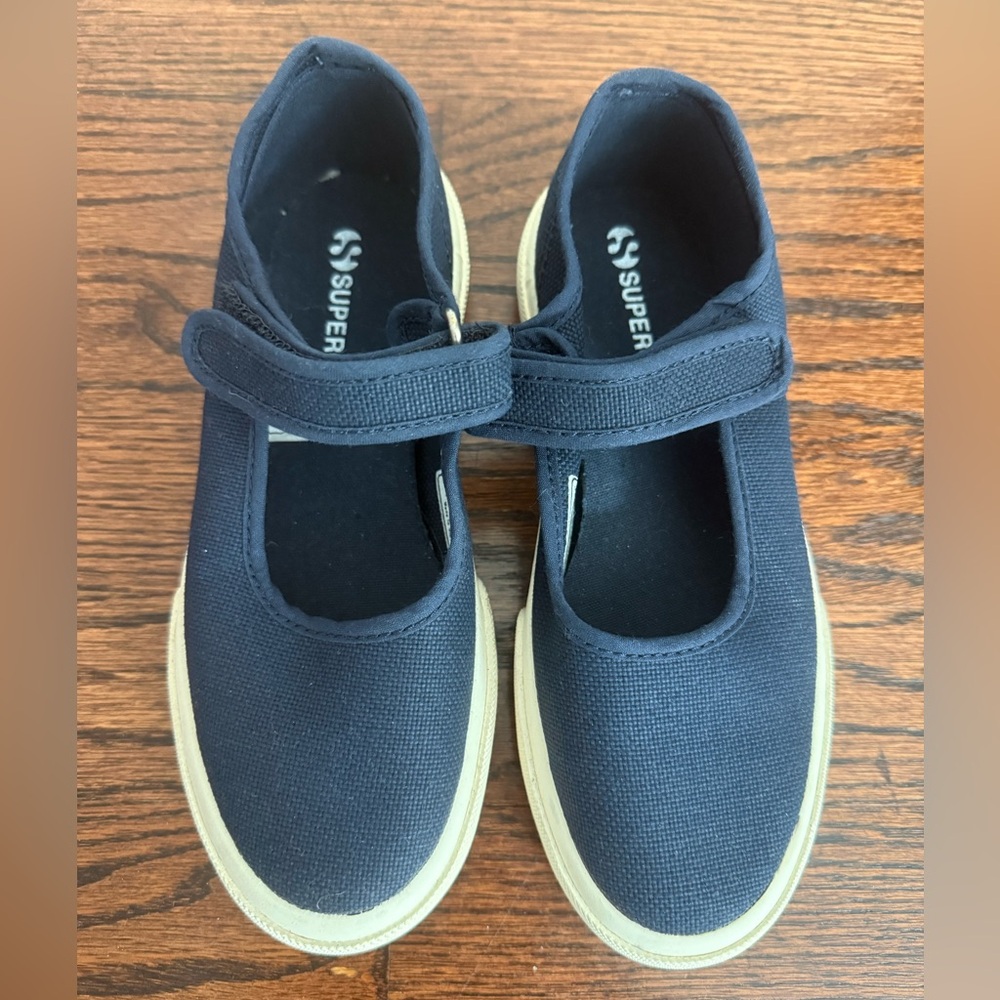 New Superga EUR33/US 2,Canvas, Blue Mary Jane style sneakers with Velcro Strap